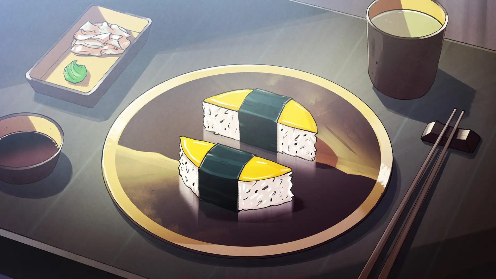 Delicious sushi integrated in an image with the Wero logo