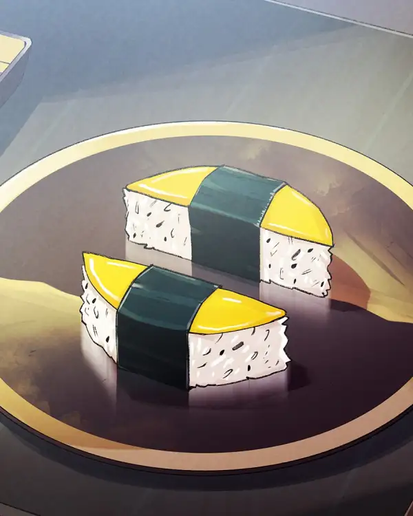 Delicious sushi integrated in an image with the Wero logo